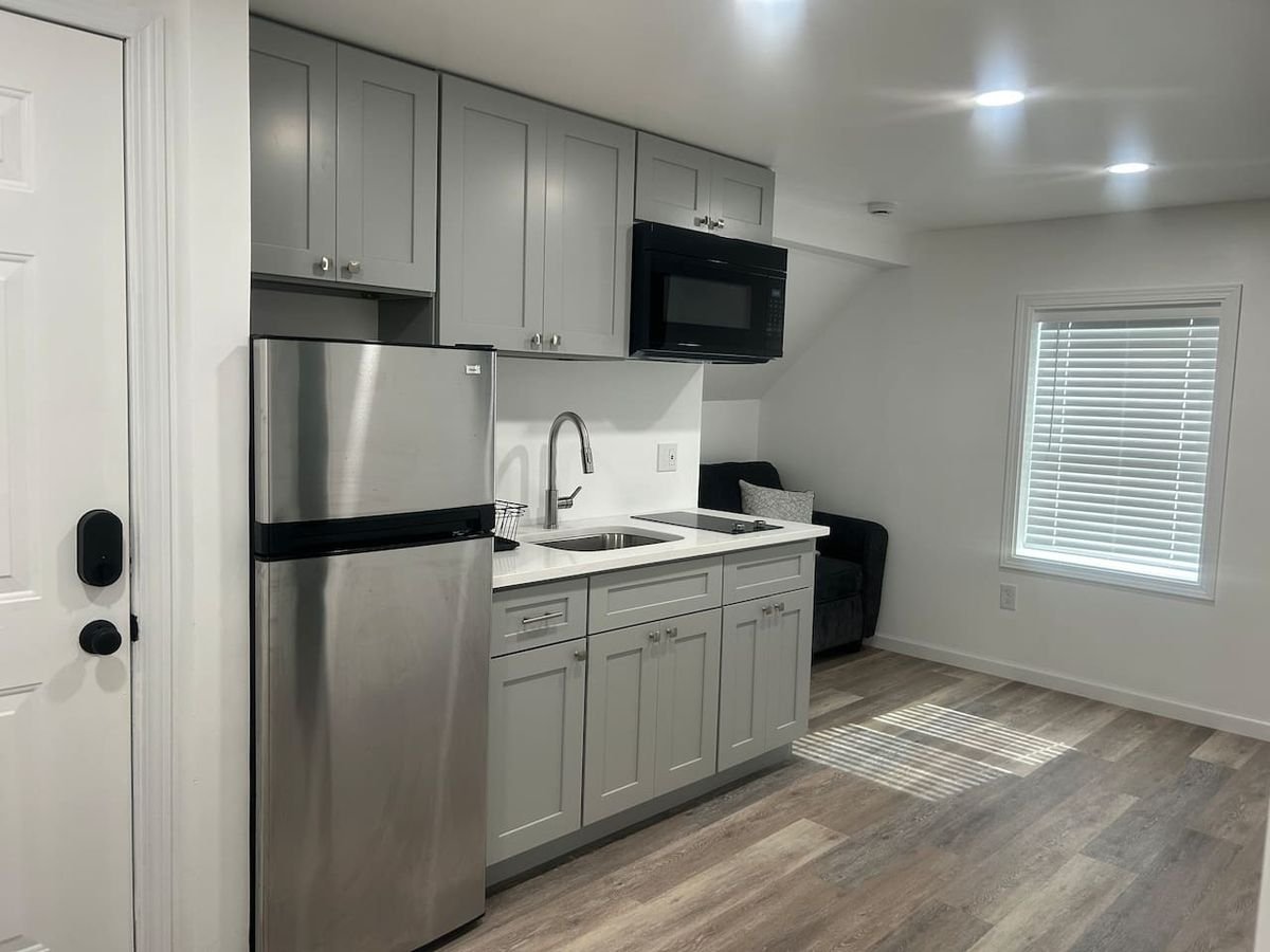 Kitchen in a furnished loft at Broadway Lofts, Fort Edward NY